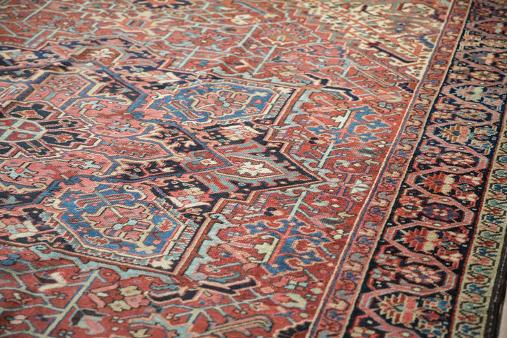 Hand-Knotted 1940s Persian Heriz Carpet