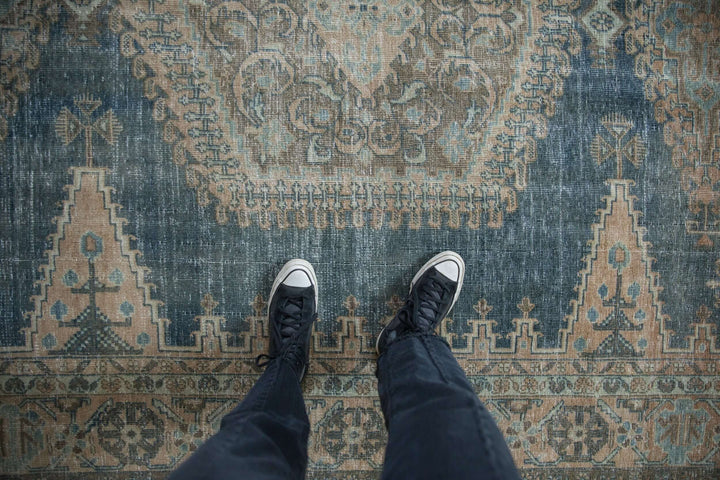 1950s Vintage Persian Veece Carpet with Hexagonal Medallion