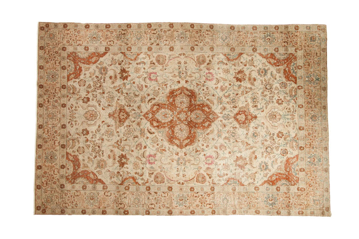Hand-Knotted 1950s Persian Tabriz Carpet in Ivory and Copper Tones