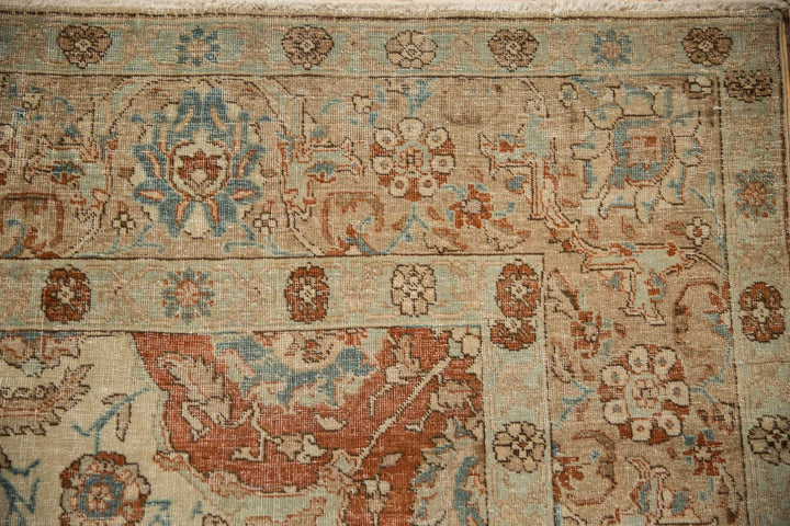 Hand-Knotted 1950s Persian Tabriz Carpet in Ivory and Copper Tones
