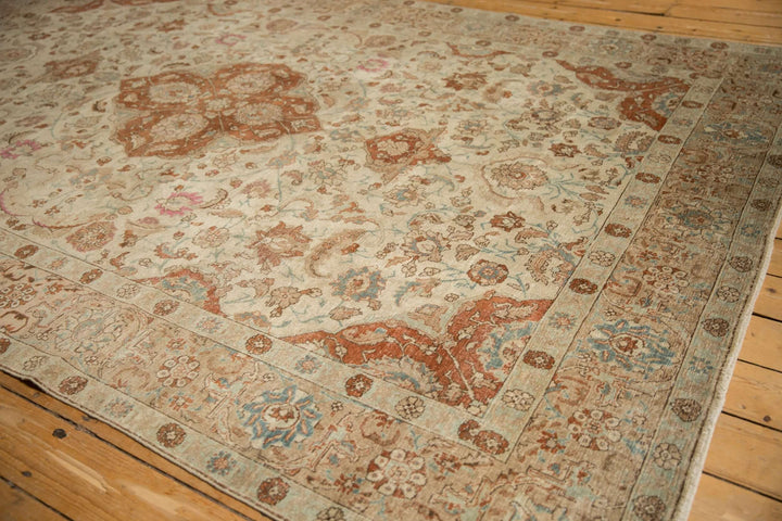 Hand-Knotted 1950s Persian Tabriz Carpet in Ivory and Copper Tones