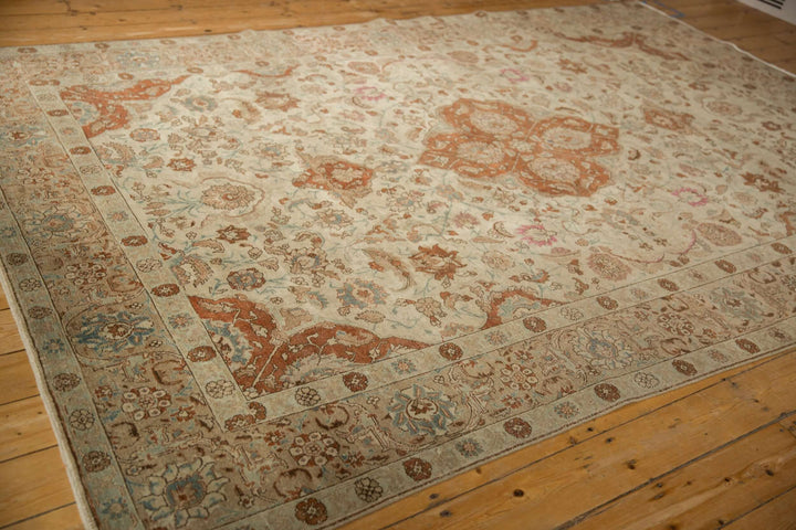 Hand-Knotted 1950s Persian Tabriz Carpet in Ivory and Copper Tones