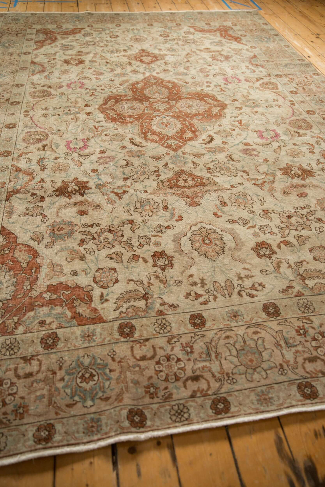Hand-Knotted 1950s Persian Tabriz Carpet in Ivory and Copper Tones