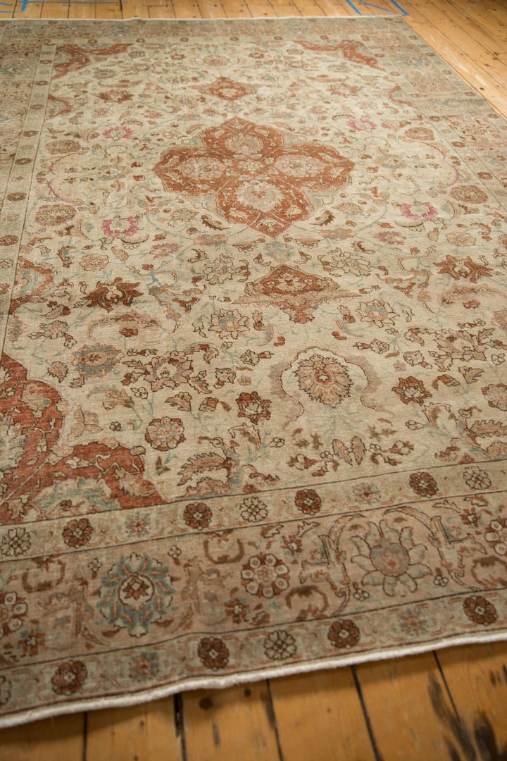 Hand-Knotted 1950s Persian Tabriz Carpet in Ivory and Copper Tones