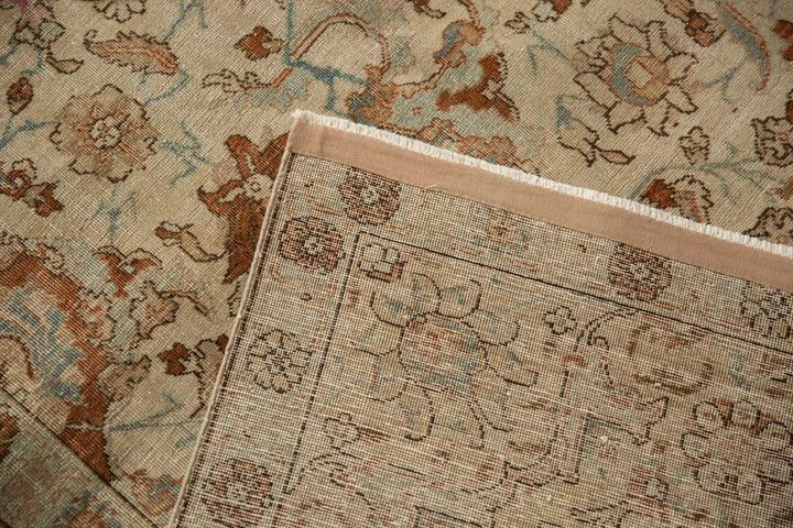 Hand-Knotted 1950s Persian Tabriz Carpet in Ivory and Copper Tones