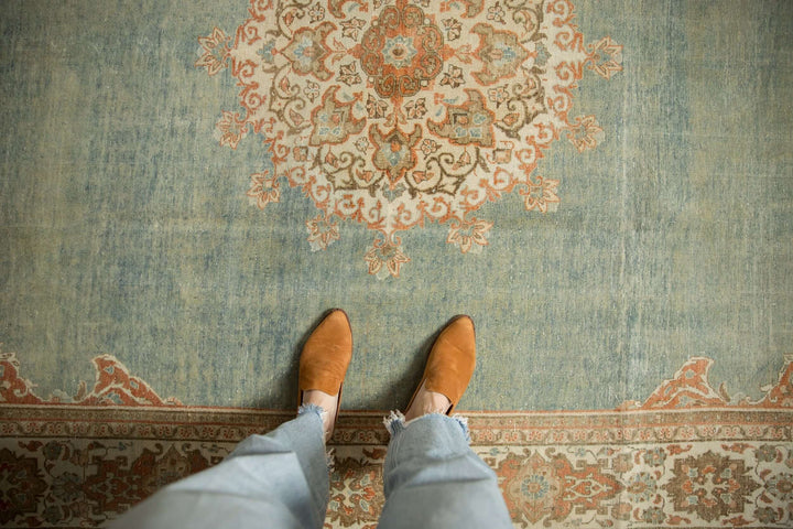 Hand-Knotted 1950s Persian Meshed Carpet in Dusty Blue