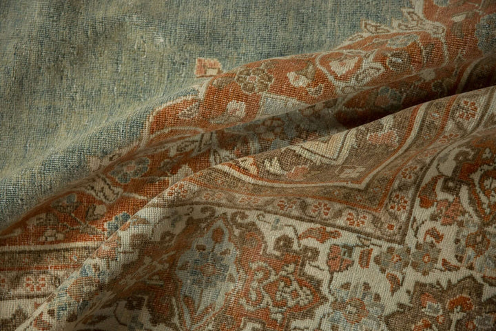 Hand-Knotted 1950s Persian Meshed Carpet in Dusty Blue