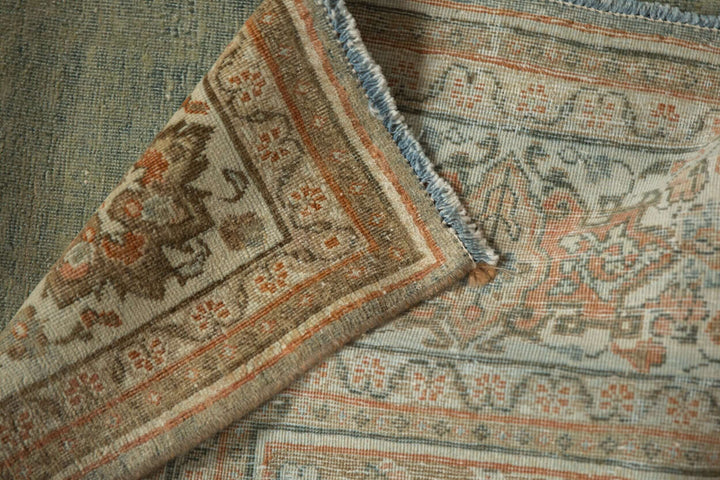 Hand-Knotted 1950s Persian Meshed Carpet in Dusty Blue