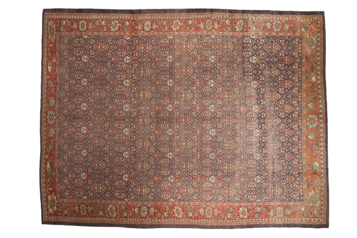 Vintage Persian Mahal Rug with Diamond Lattice Design