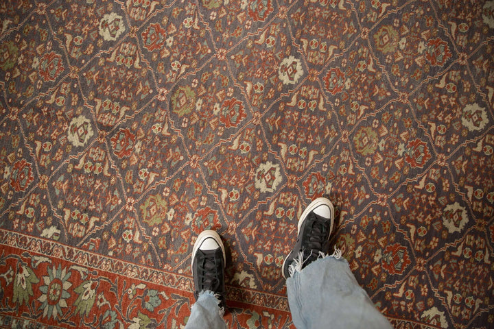 Vintage Persian Mahal Rug with Diamond Lattice Design