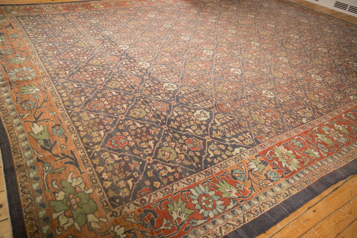 Vintage Persian Mahal Rug with Diamond Lattice Design