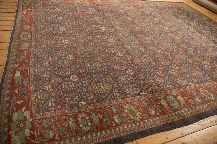 Vintage Persian Mahal Rug with Diamond Lattice Design