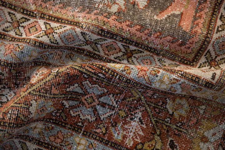 Hand-Knotted 1940s Persian Mahal Carpet in Silver and Dusty Rose