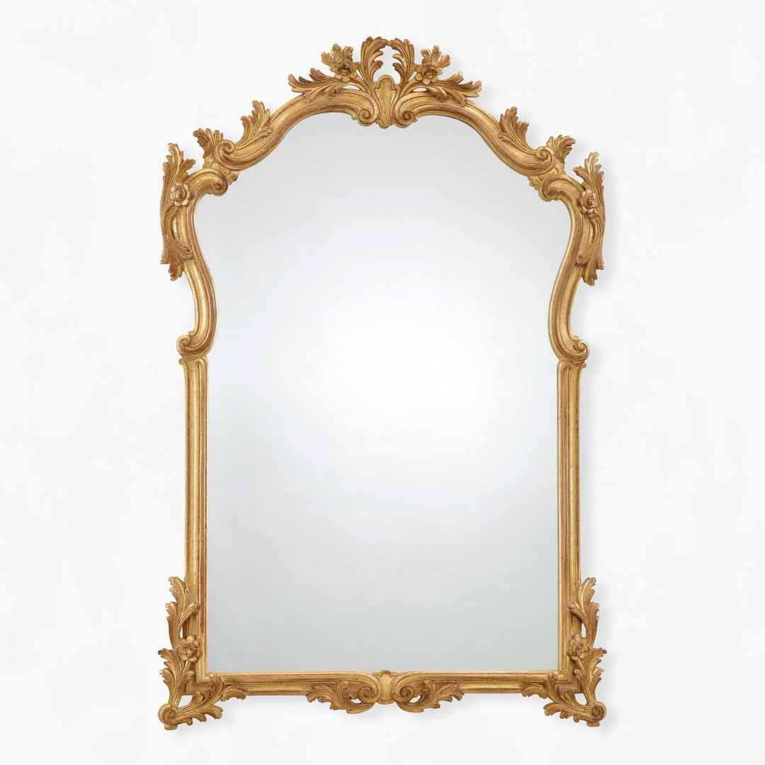 Antique Gold Leaf Italian Carved Rococo Mirror