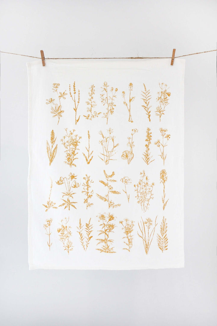 Vintage Wildflower Botanical Tea Towel