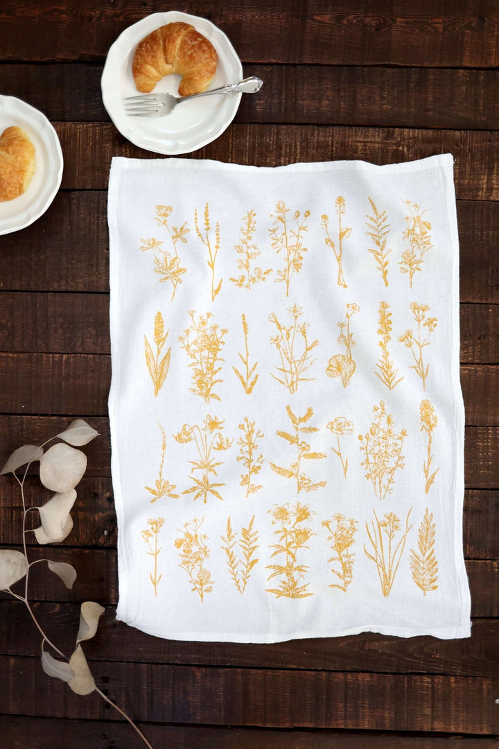 Vintage Wildflower Botanical Tea Towel