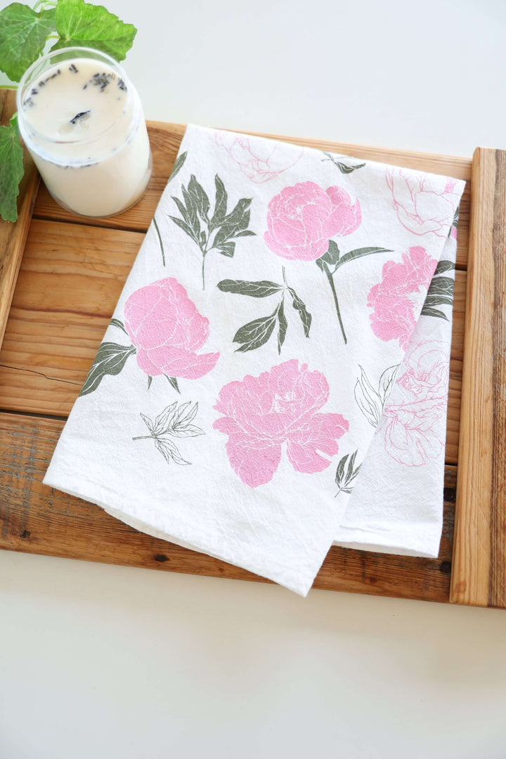 Vintage Peony Tea Towel