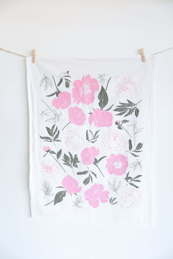 Vintage Peony Tea Towel