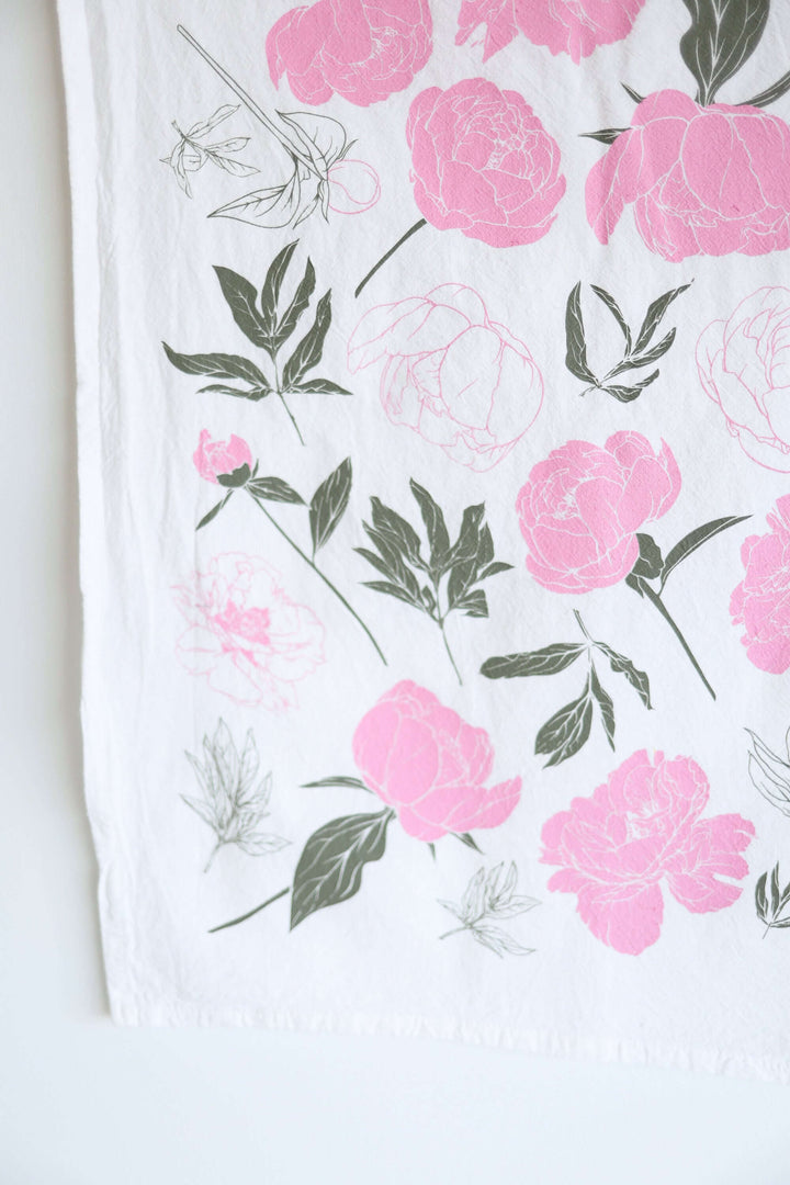 Vintage Peony Tea Towel