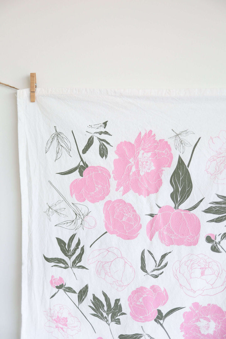 Vintage Peony Tea Towel