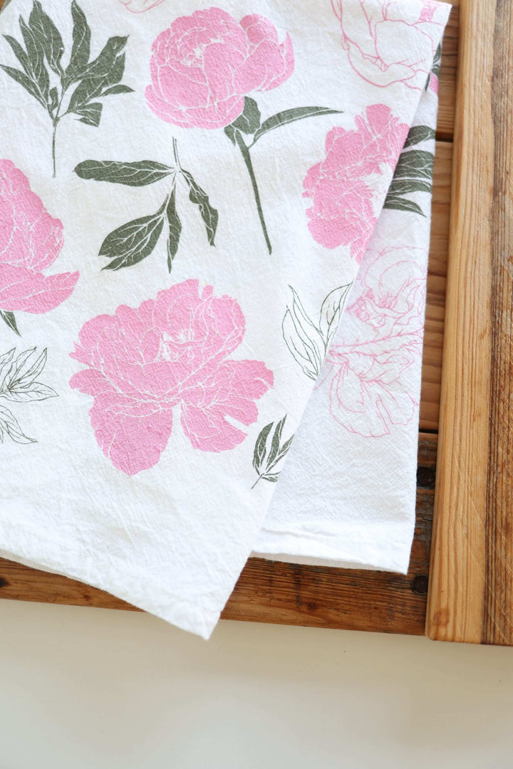 Vintage Peony Tea Towel