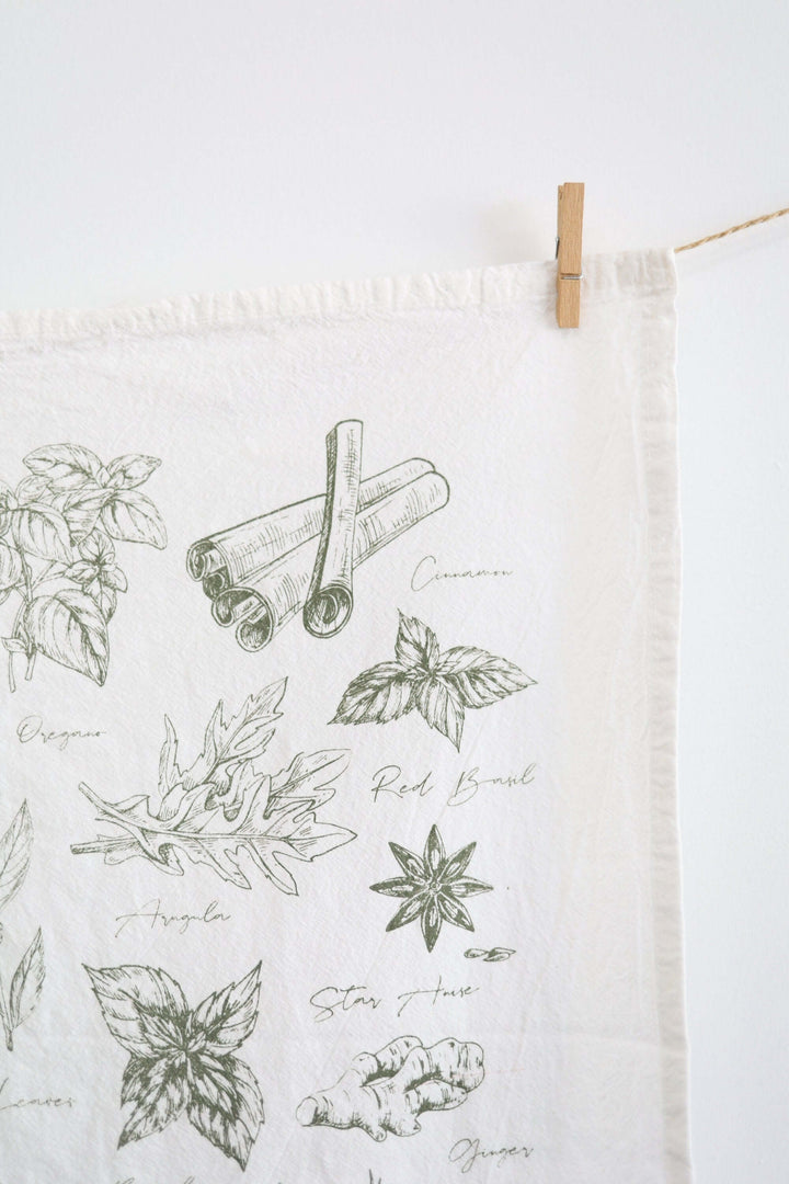 Vintage Herbs Tea Towel