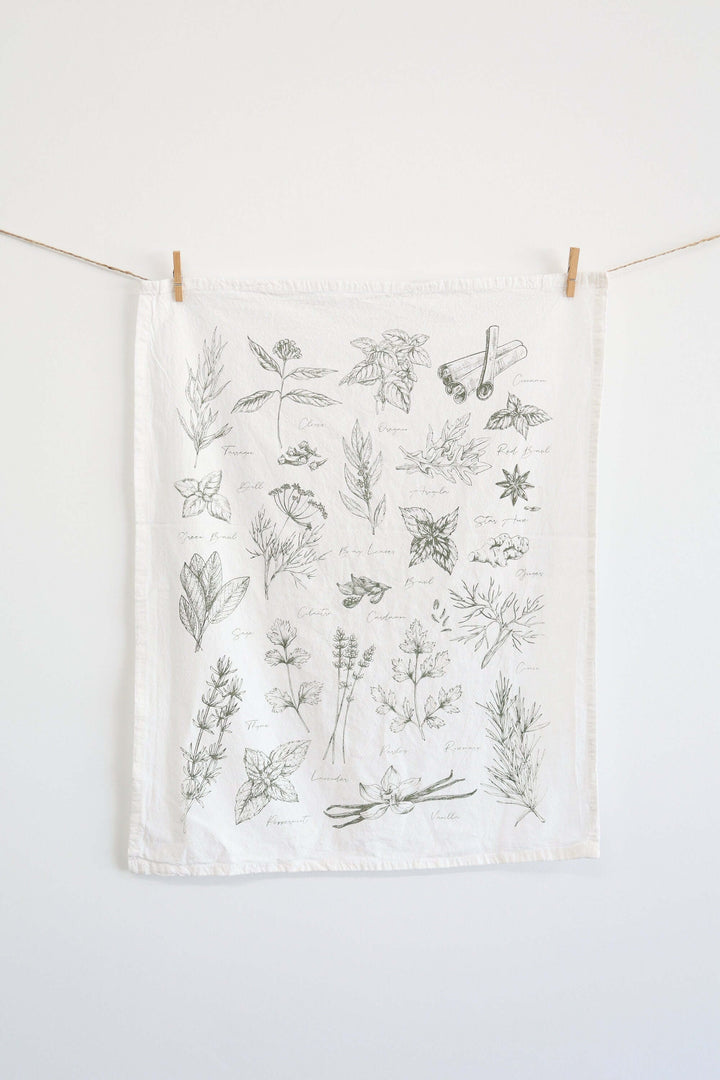 Vintage Herbs Tea Towel