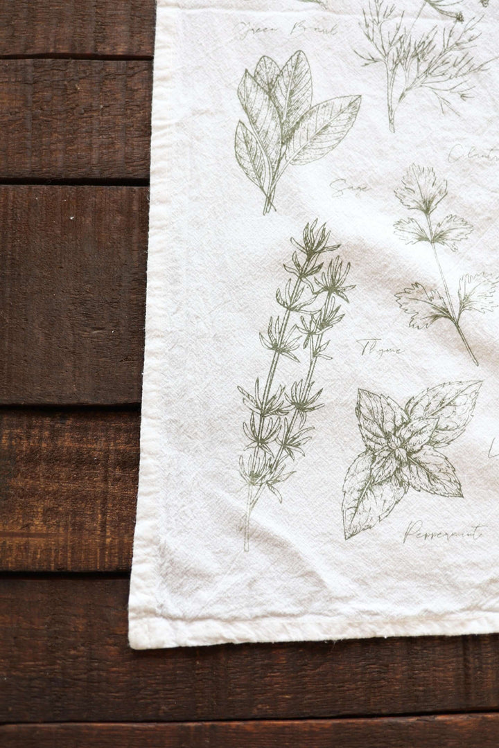 Vintage Herbs Tea Towel