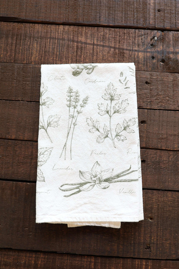 Vintage Herbs Tea Towel
