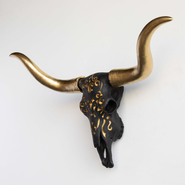 Handcrafted Faux Carved Texas Longhorn Skull Wall Art