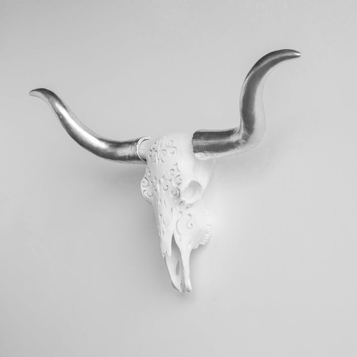 Handcrafted Faux Carved Texas Longhorn Skull Wall Art
