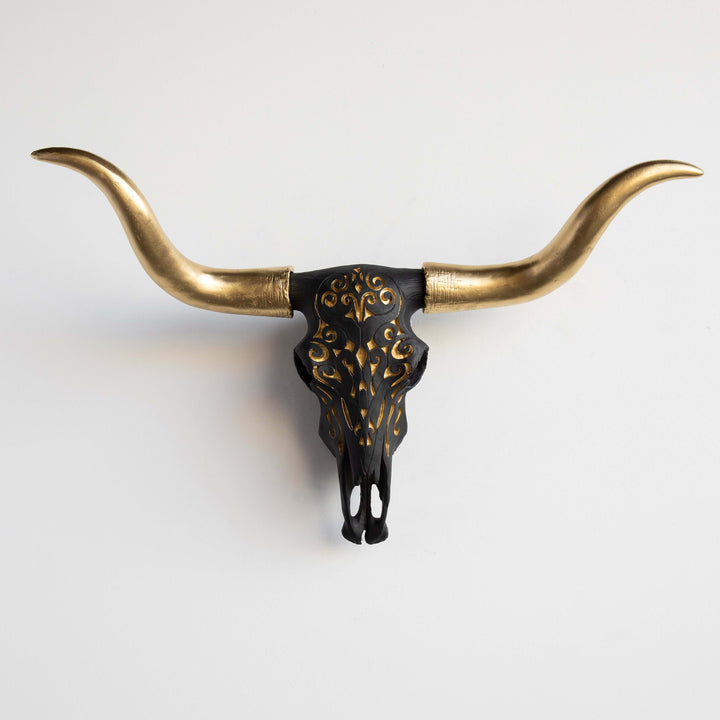 Handcrafted Faux Carved Texas Longhorn Skull Wall Art