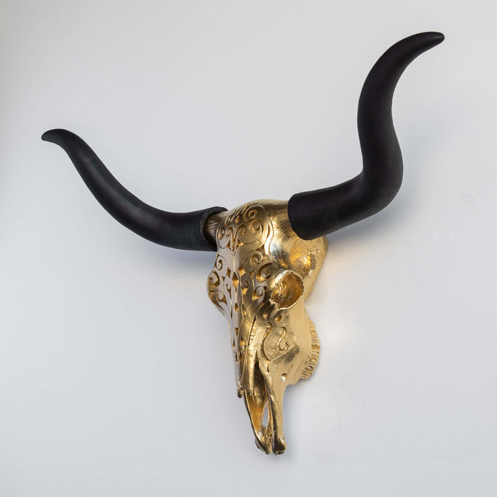Handcrafted Faux Carved Texas Longhorn Skull Wall Art