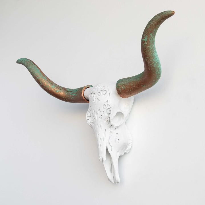 Handcrafted Faux Carved Texas Longhorn Skull Wall Art