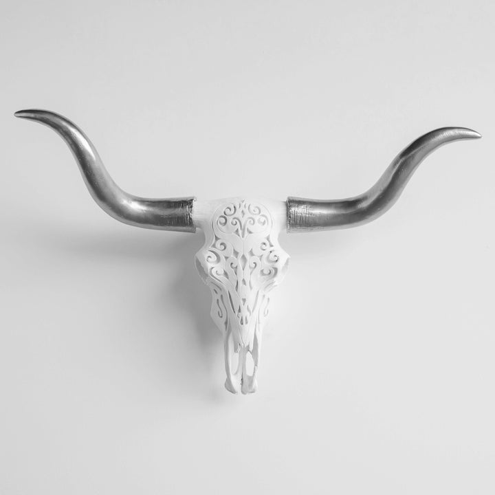 Handcrafted Faux Carved Texas Longhorn Skull Wall Art