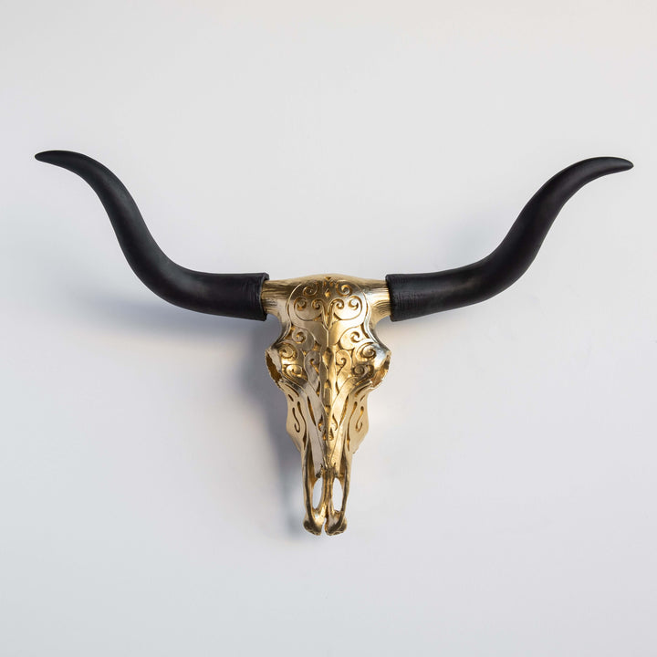 Handcrafted Faux Carved Texas Longhorn Skull Wall Art
