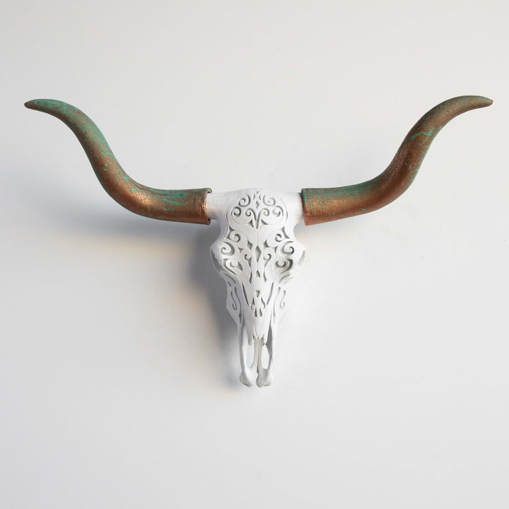 Handcrafted Faux Carved Texas Longhorn Skull Wall Art