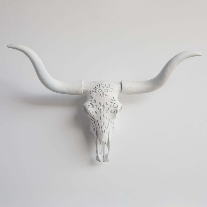 Handcrafted Faux Carved Texas Longhorn Skull Wall Art
