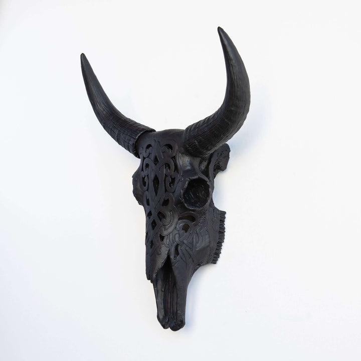 Handcrafted Faux Carved Cow Skull Wall Art