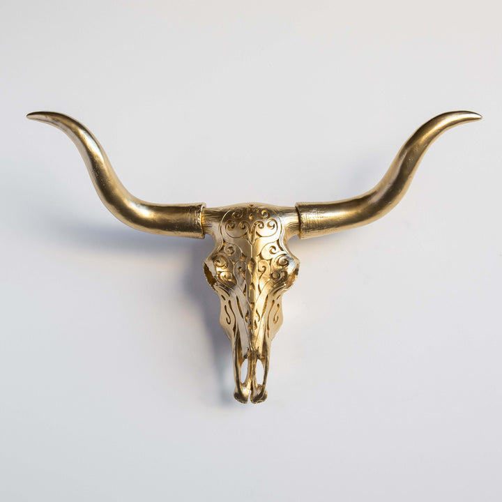 Handcrafted Faux Carved Texas Longhorn Skull Wall Art
