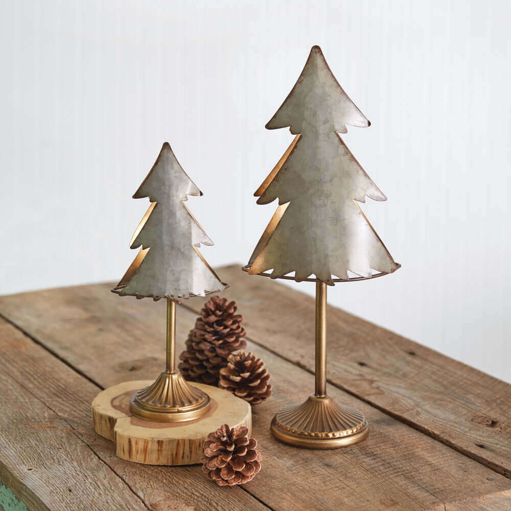 Rustic Christmas Tree Tealight Candle Holders (Set of 2) – Vintage