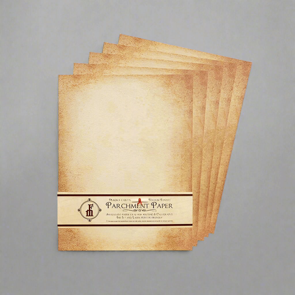 Stack of Vintage Aged Parchment Stationery Paper with weathered texture and antique look for timeless correspondence.