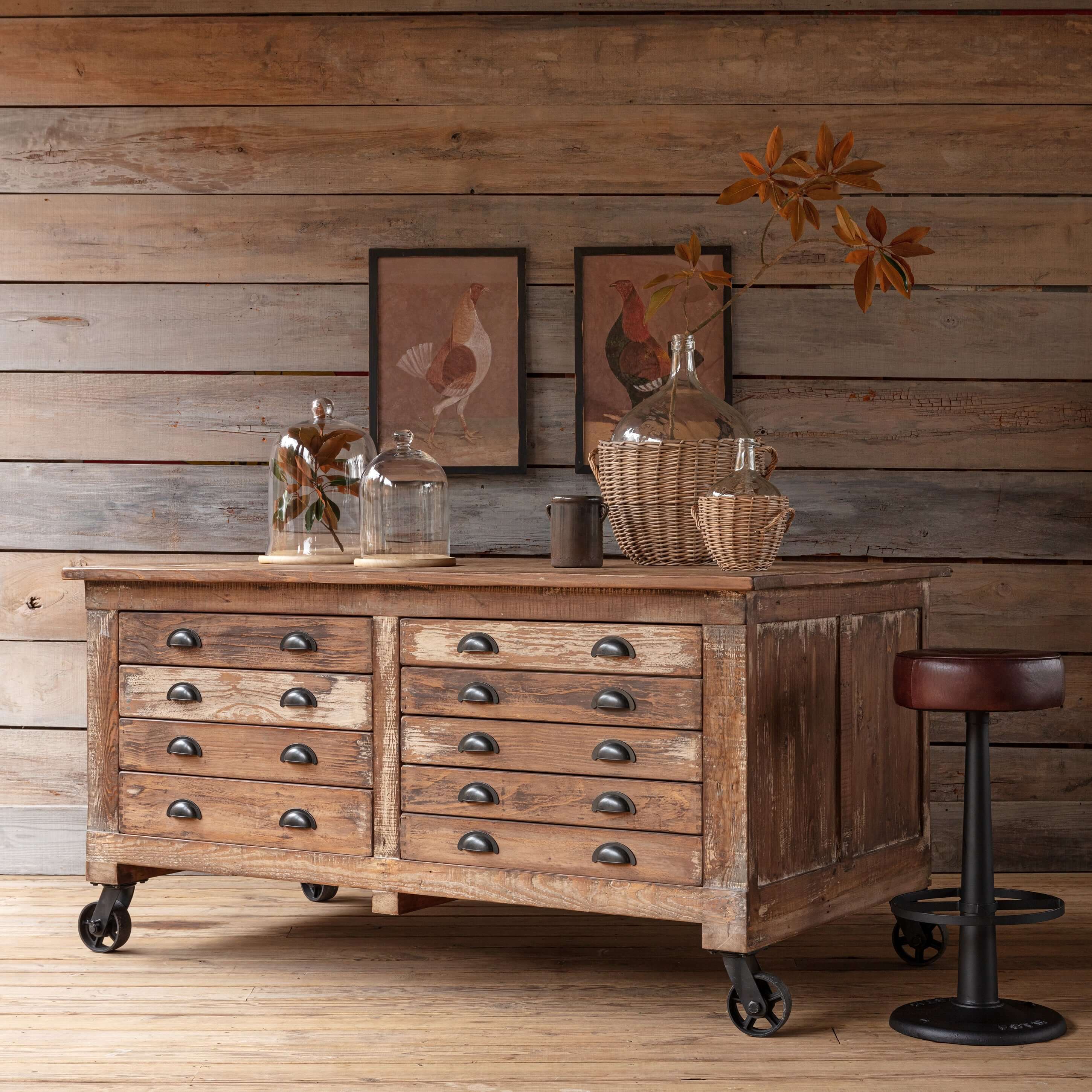 Vintage Industrial Rolling Workbench with Drawers – Vintage Shopper