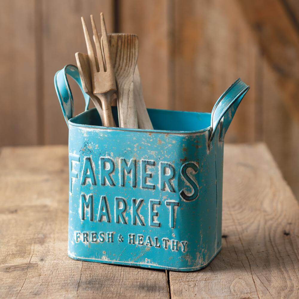 Vintage Rustic Metal Farmers Market Container