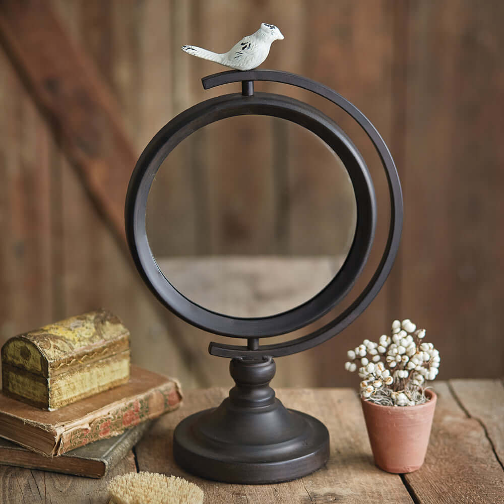 ctw Vintage Swivel Tabletop Mirror with Bird
