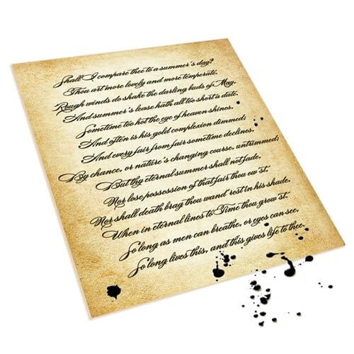 Alt Tag: Vintage Aged Parchment Stationery Paper with handwritten text and ink blotches, perfect for timeless correspondence and documents.