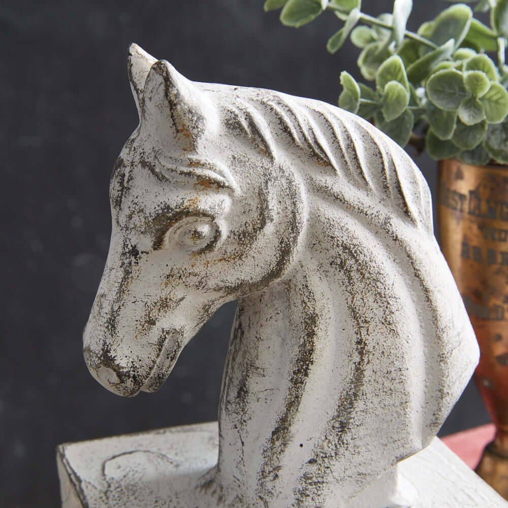 Vintage Cast Iron Horse Bookends (Set of 2) with elegant horse sculpture and rustic texture.