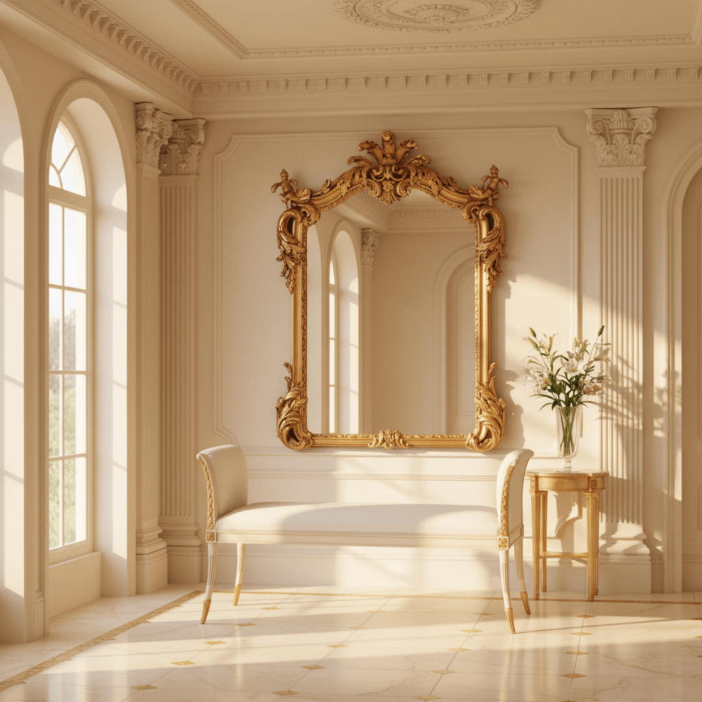 Italian Neoclassical White and Gold Leaf Bench