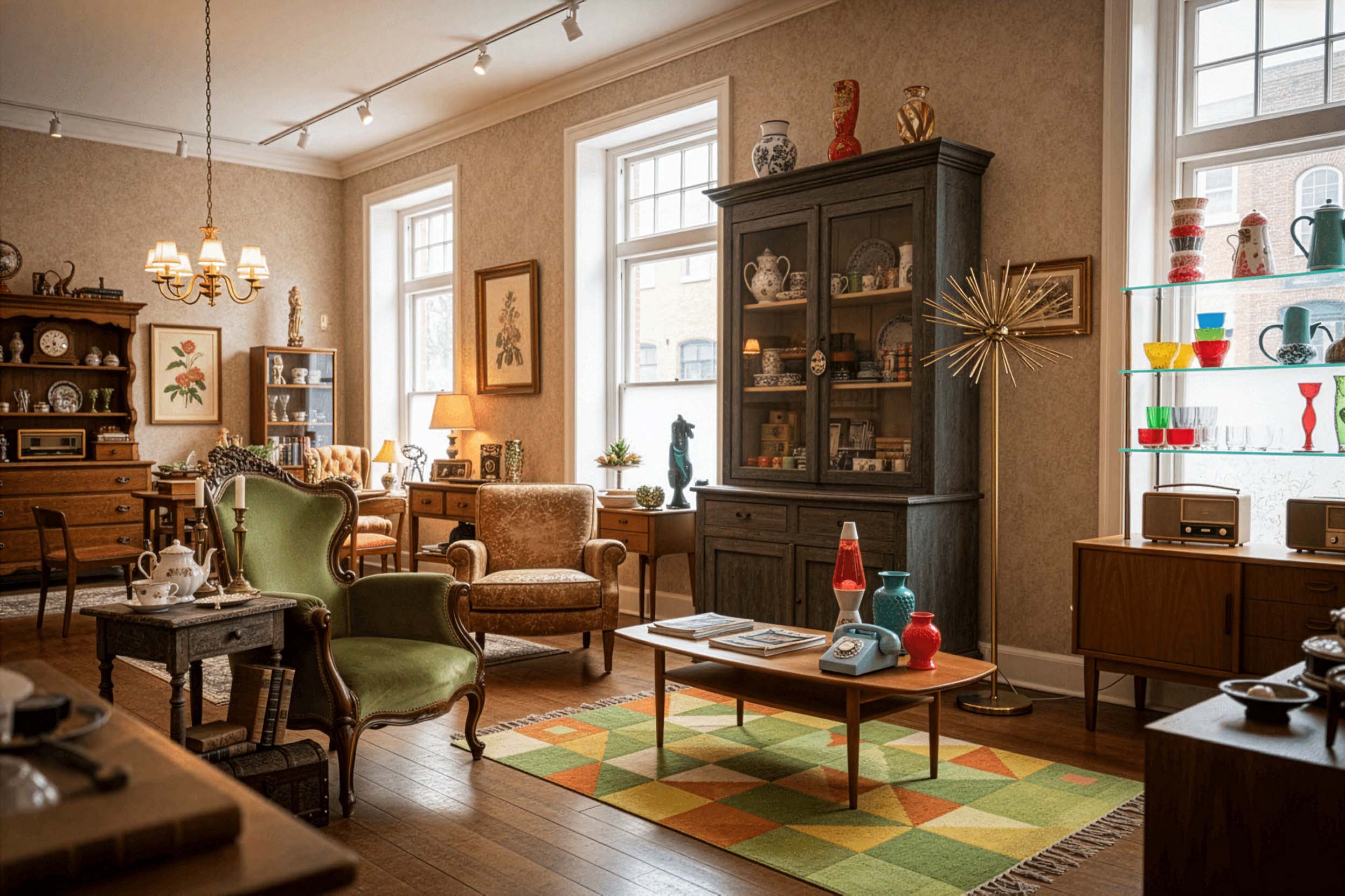 Vintage and antique items in a retail shop