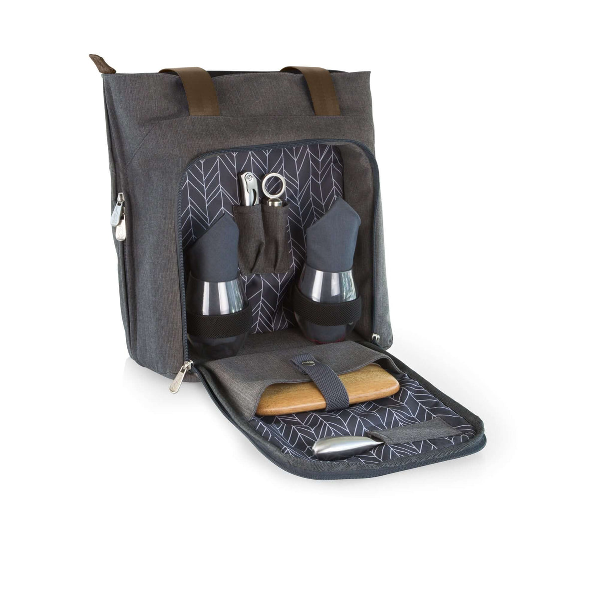 Sonoma wine and cheese picnic tote with its serving accessories